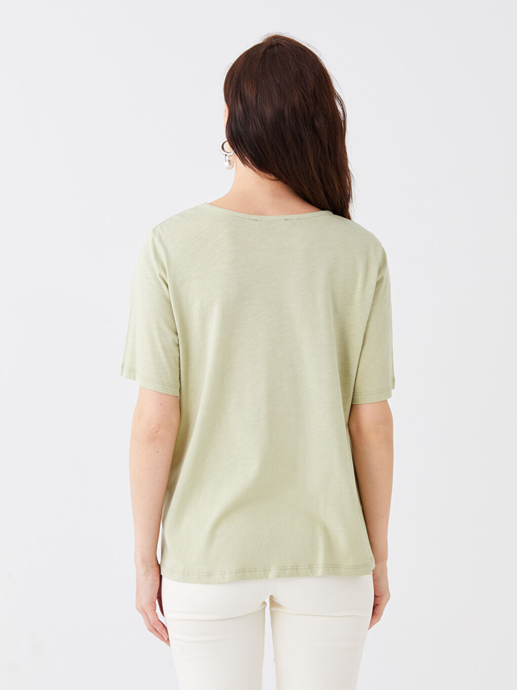 Tie Neck Patterned Short Sleeve Women's Blouse-8