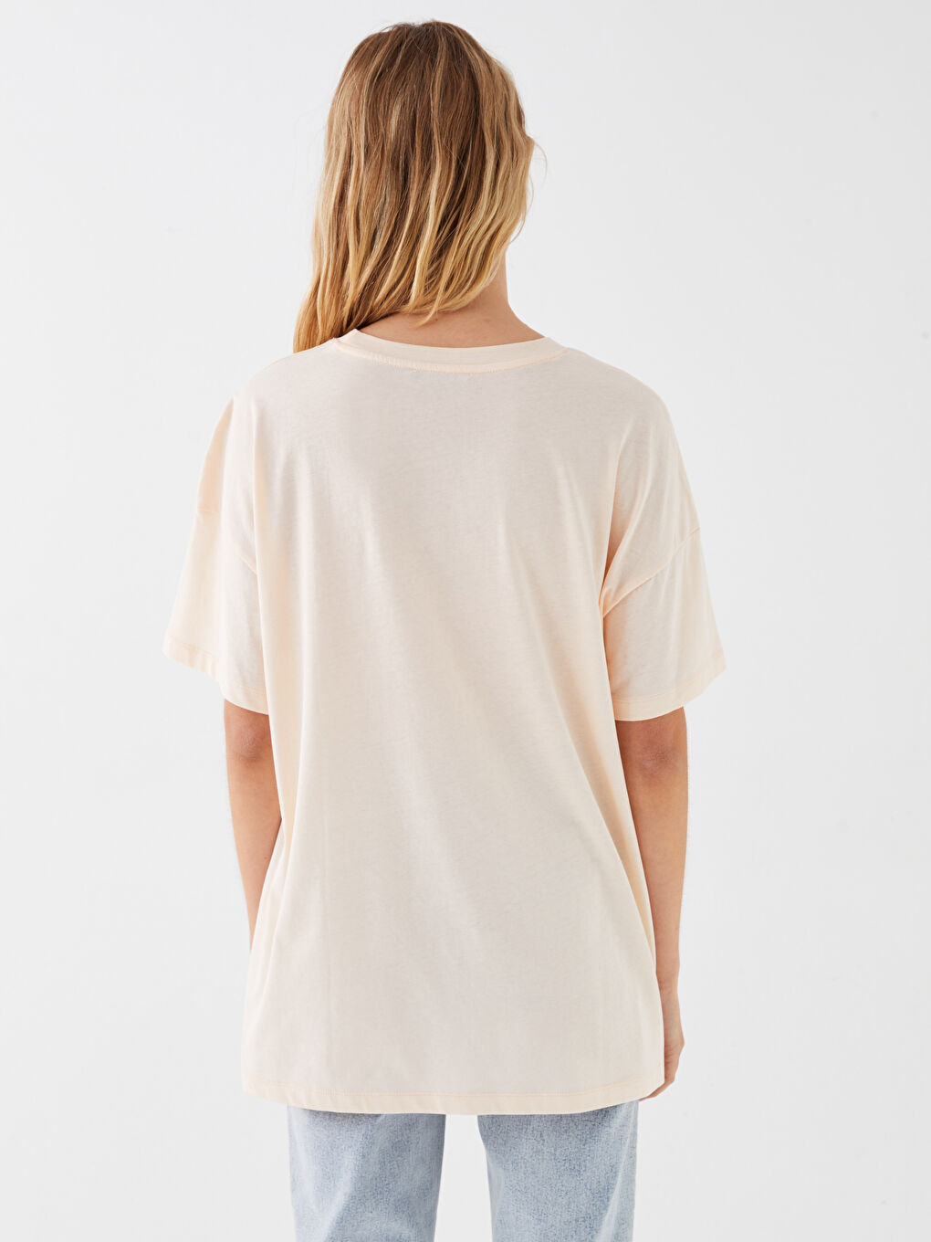 Crew Neck Printed Short Sleeve Oversize Women's T-Shirt-4