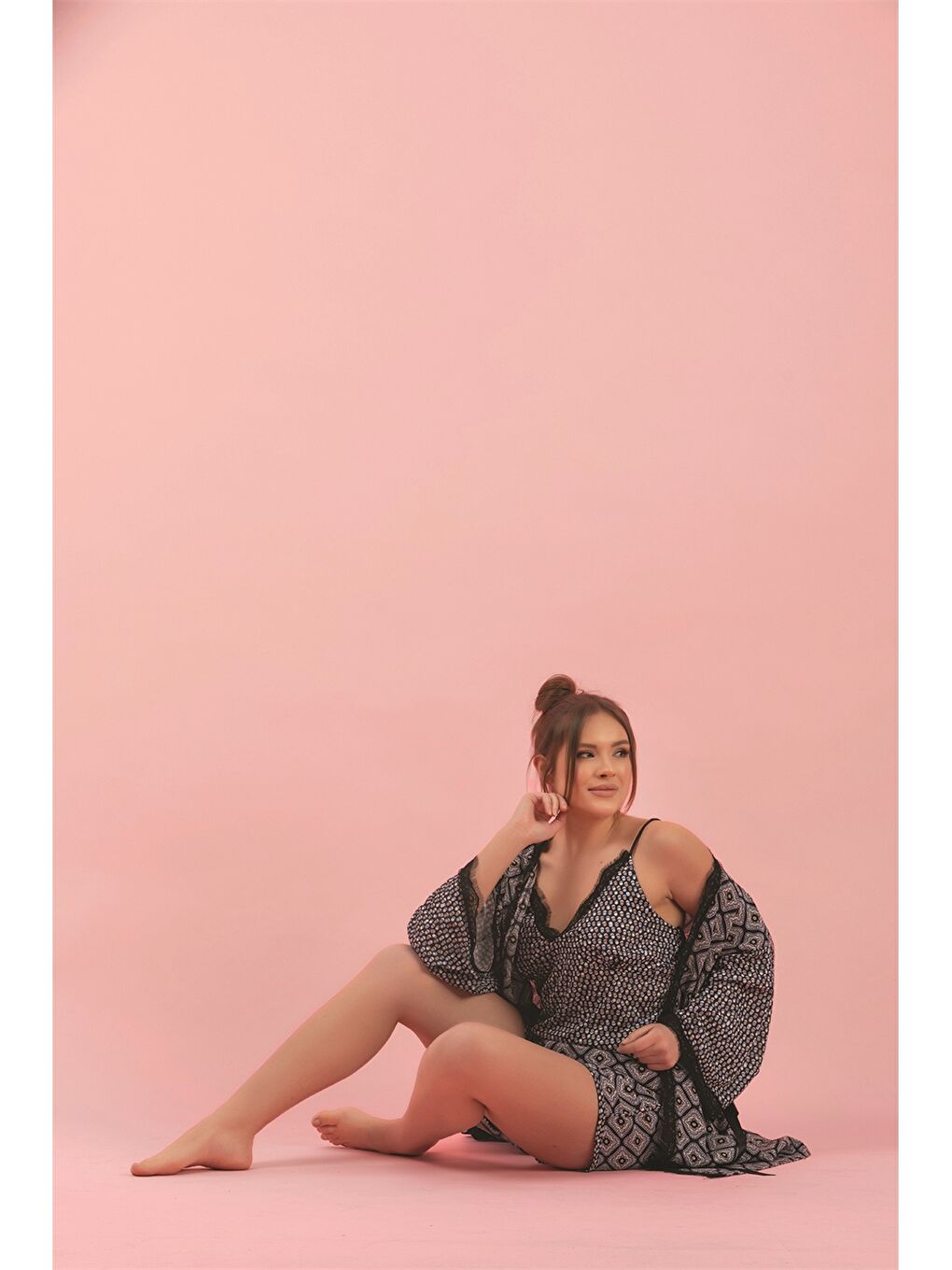 Siyah Askılı Kadın Pijama Takımı