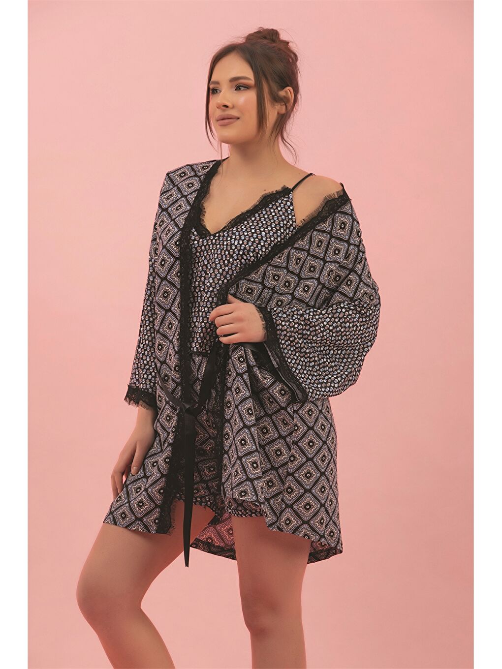 Siyah Askılı Kadın Pijama Takımı-2