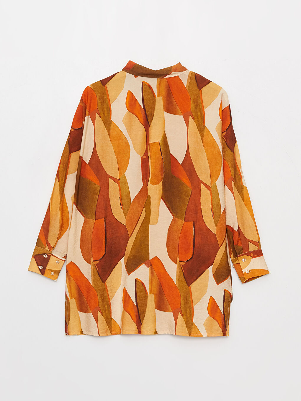 Turuncu Desenli Kadın Gömlek Tunik-6