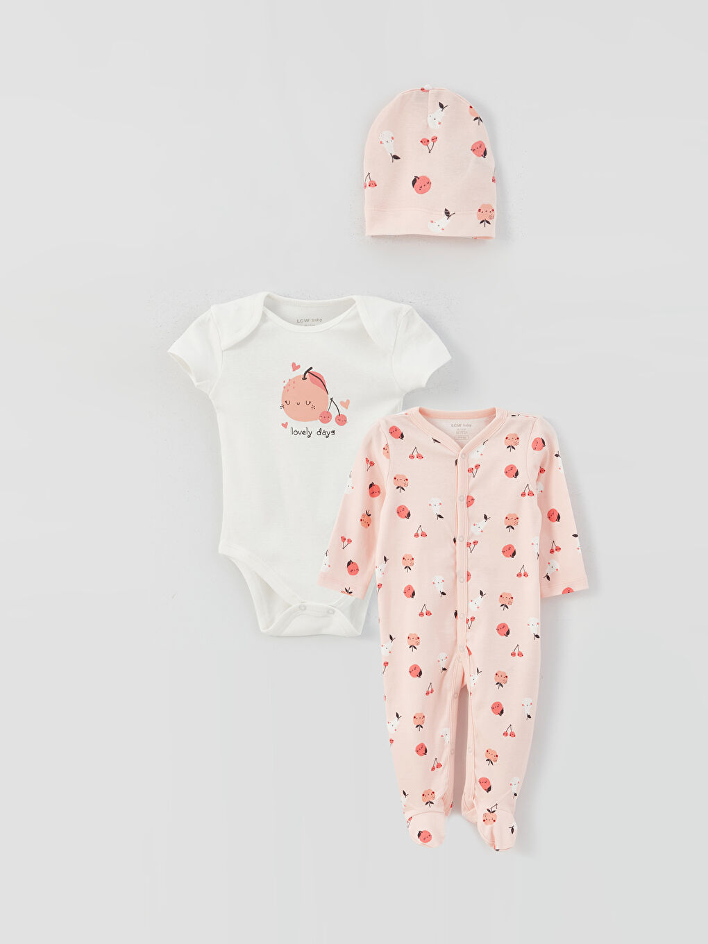 Pembe Bisiklet Yaka Baskılı Kız Bebek Hastane Çıkış Seti 3'lü