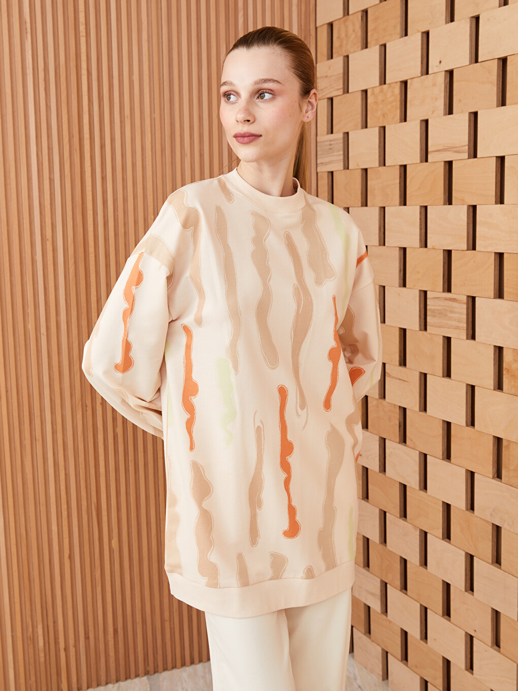 Funnel Neck Patterned Women's Tunic-1