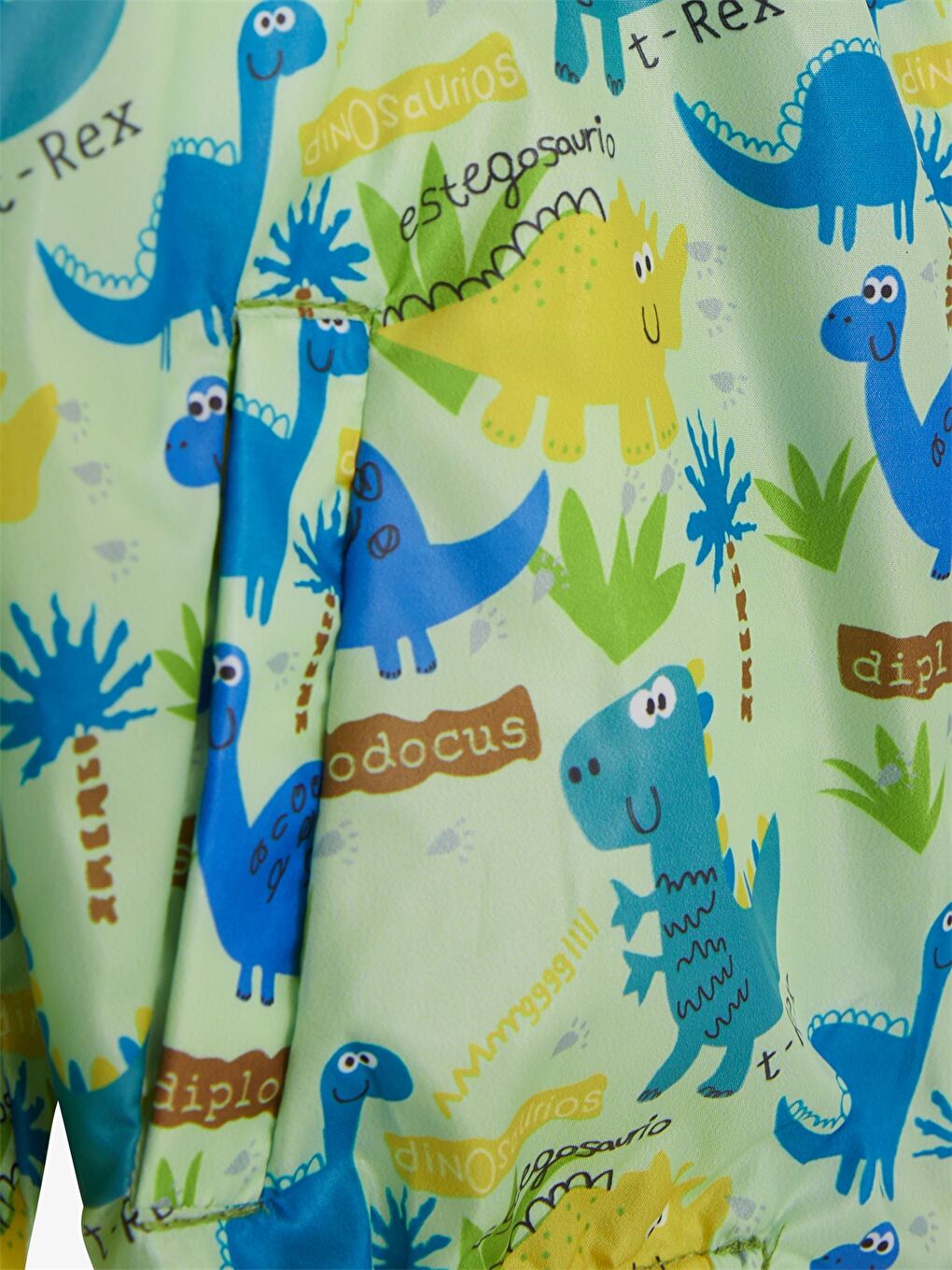 Yeşil Kapüşonlu Uzun Kollu Desenli Erkek Bebek Mont-4