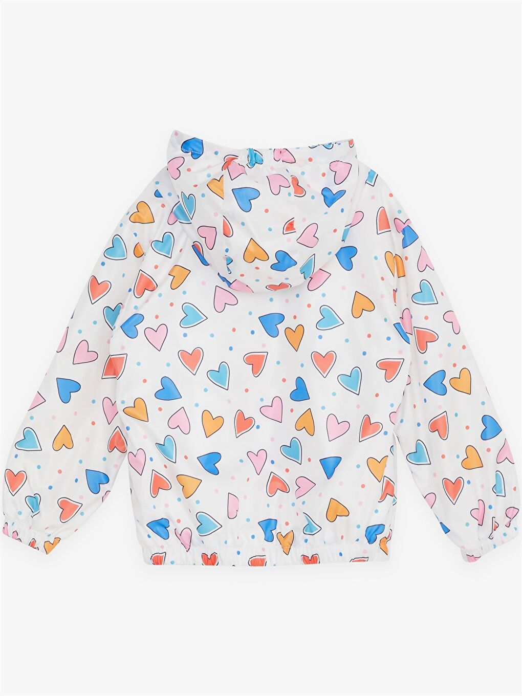 Beyaz Kapüşonlu Uzun Kol Desenli Kız Bebek Mont-2