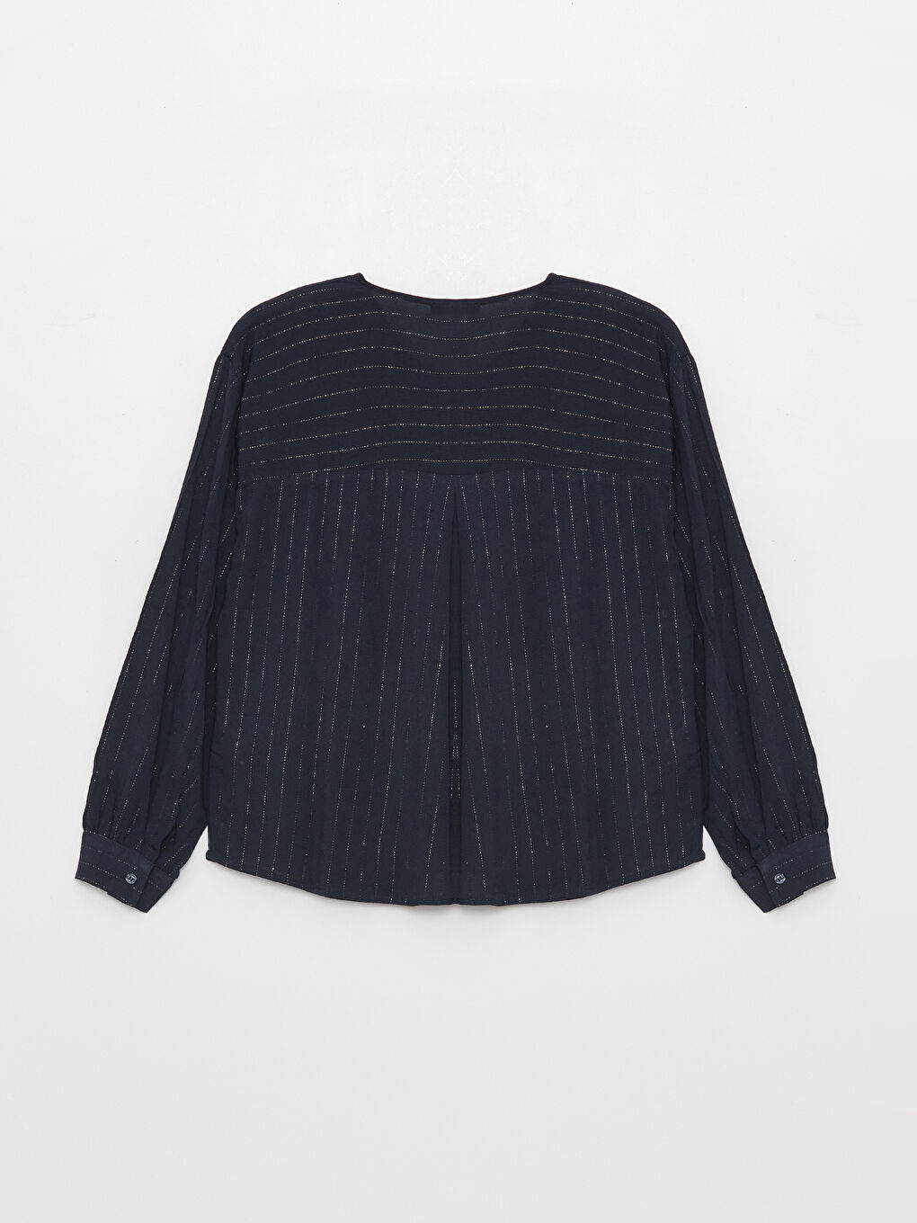 Tie Neck Striped Long Sleeve Women's Blouse-6