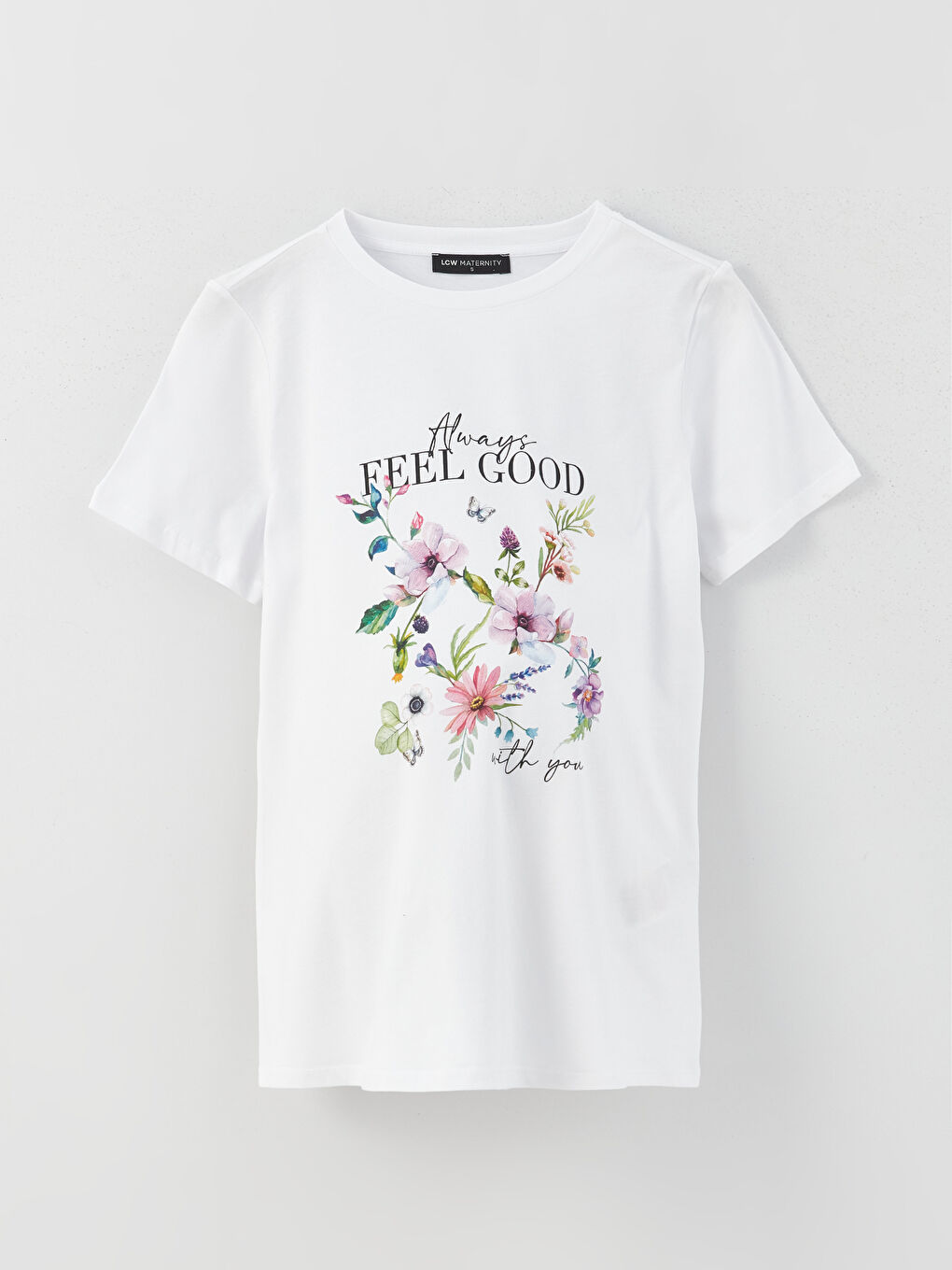 Crew Neck Printed Short Sleeve Maternity T-shirt -S3JR17Z8-Q6K