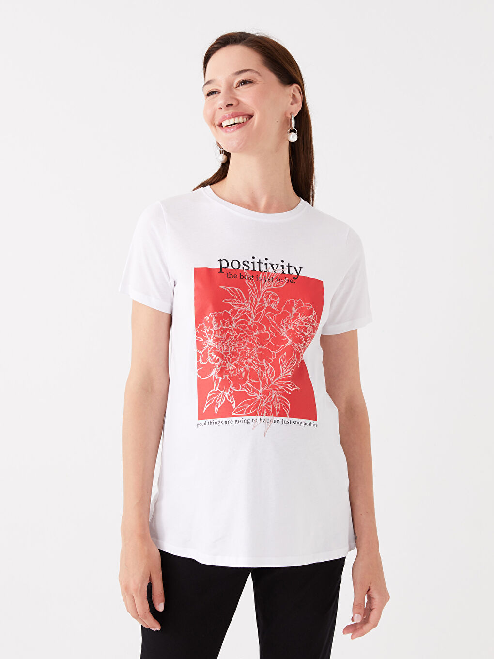 Crew Neck Printed Short Sleeve Maternity T-shirt -S3JR18Z8-Q6K