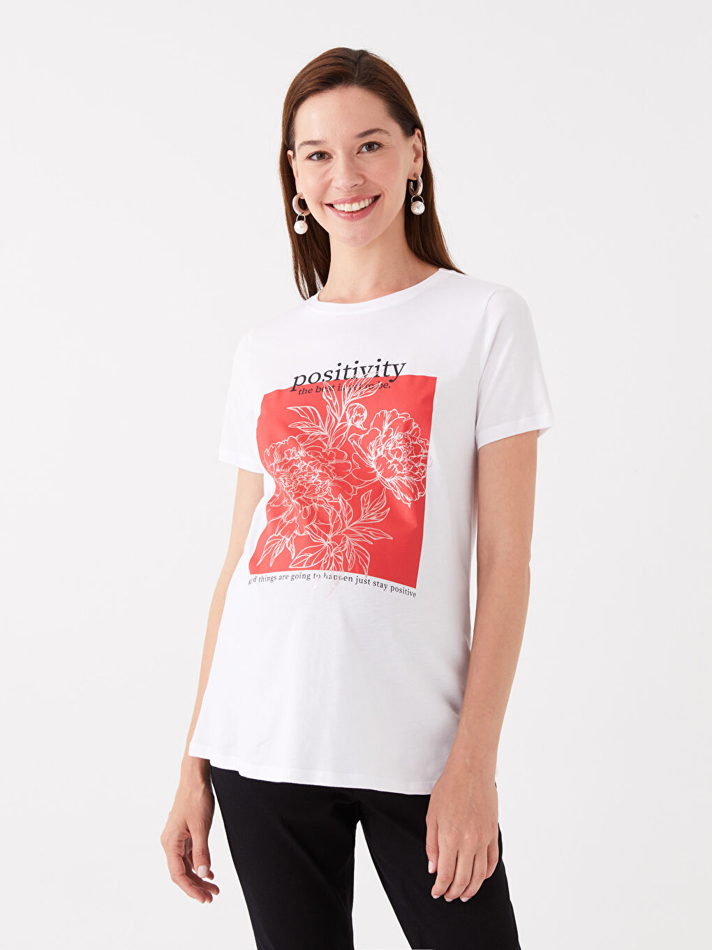 Crew Neck Printed Short Sleeve Maternity T-shirt -S3JR18Z8-Q6K