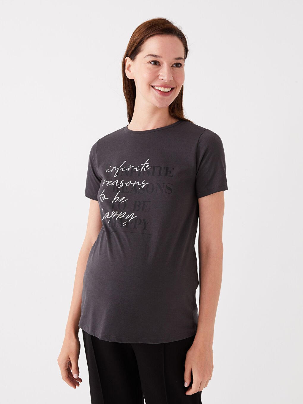 Crew Neck Printed Short Sleeve Maternity T-shirt -S3JR19Z8-SFS