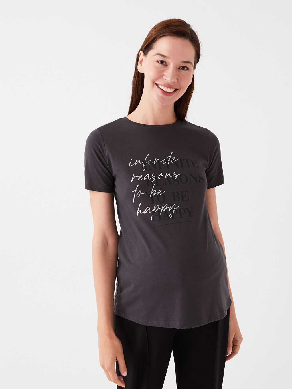 Crew Neck Printed Short Sleeve Maternity T-shirt -S3JR19Z8-SFS