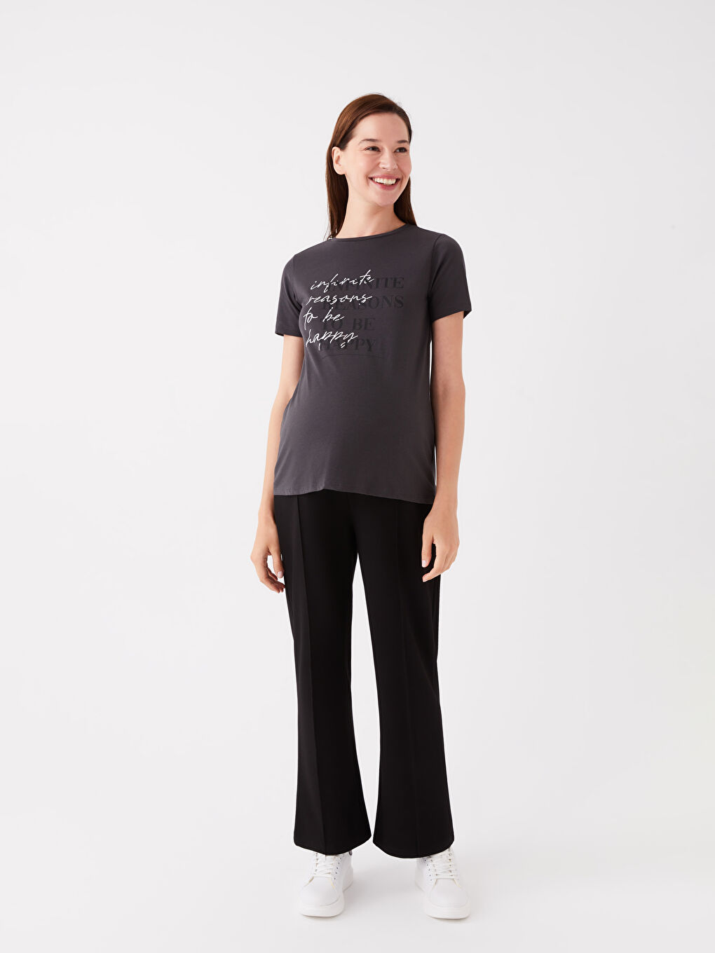 Crew Neck Printed Short Sleeve Maternity T-shirt -S3JR19Z8-SFS