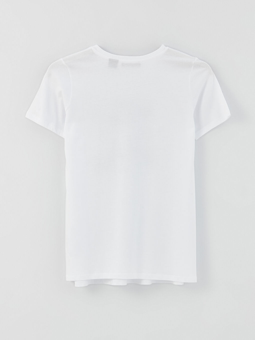 Beyaz Bisiklet Yaka Mickey Mouse Baskılı Kısa Kollu Hamile Tişört-5