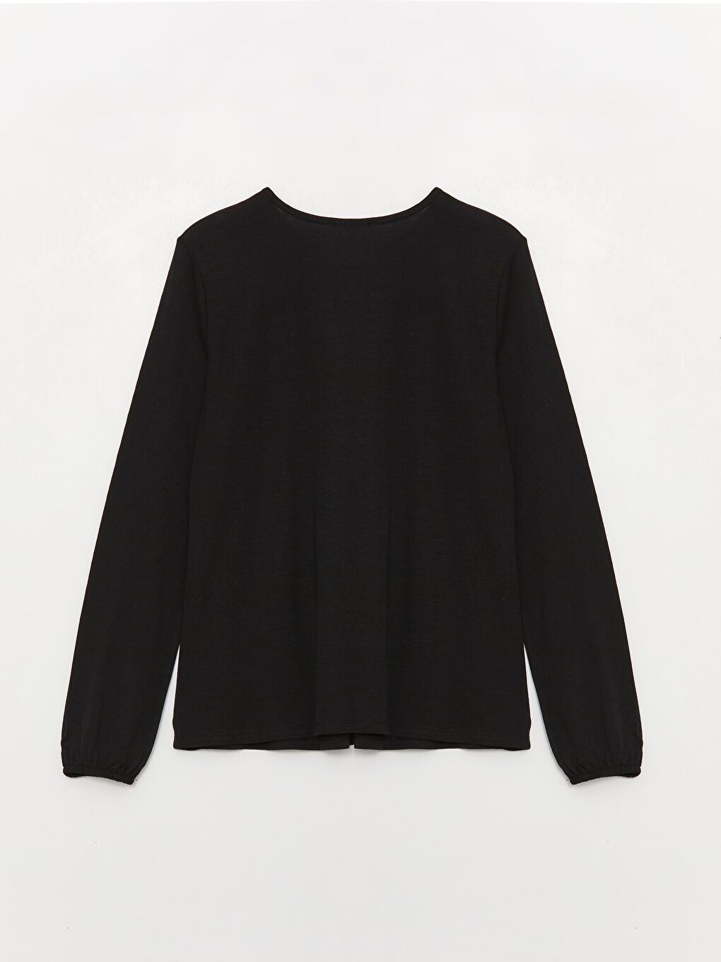 Tie Neck Plain Long Sleeve Women's Blouse-6