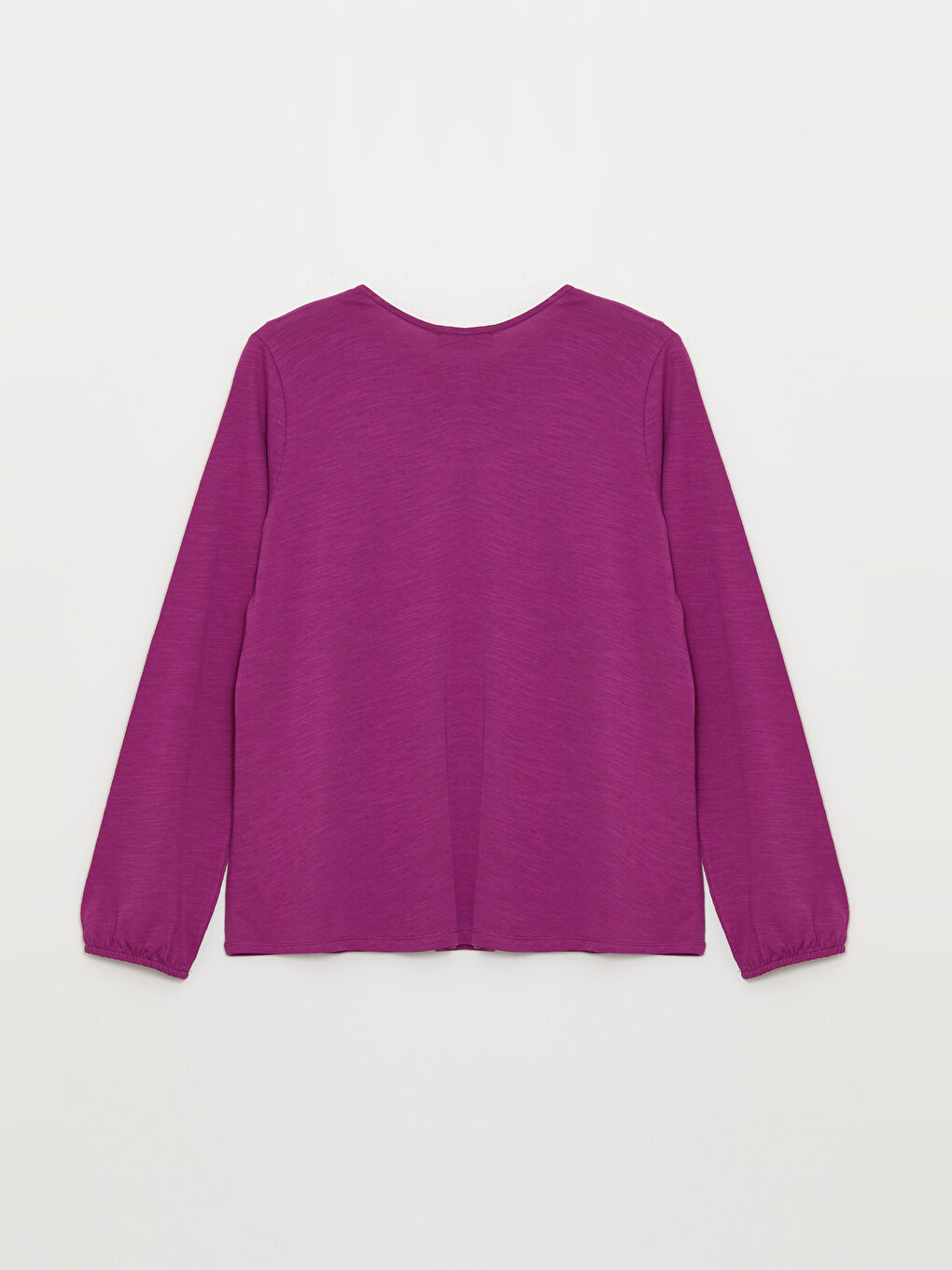 Mor Bağlamalı Yaka Düz Uzun Kollu Kadın Bluz-6