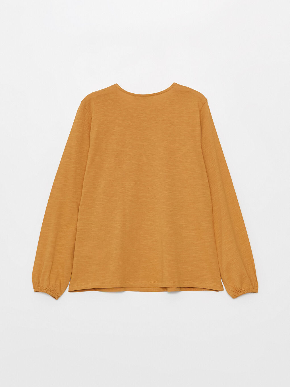 Tie Neck Plain Long Sleeve Women's Blouse-6