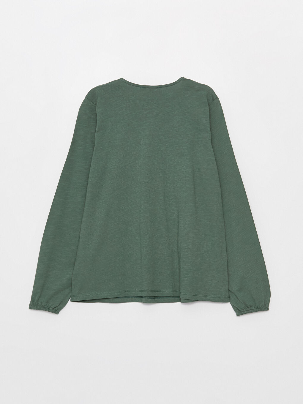 Yeşil Bağlamalı Yaka Düz Uzun Kollu Kadın Bluz-6