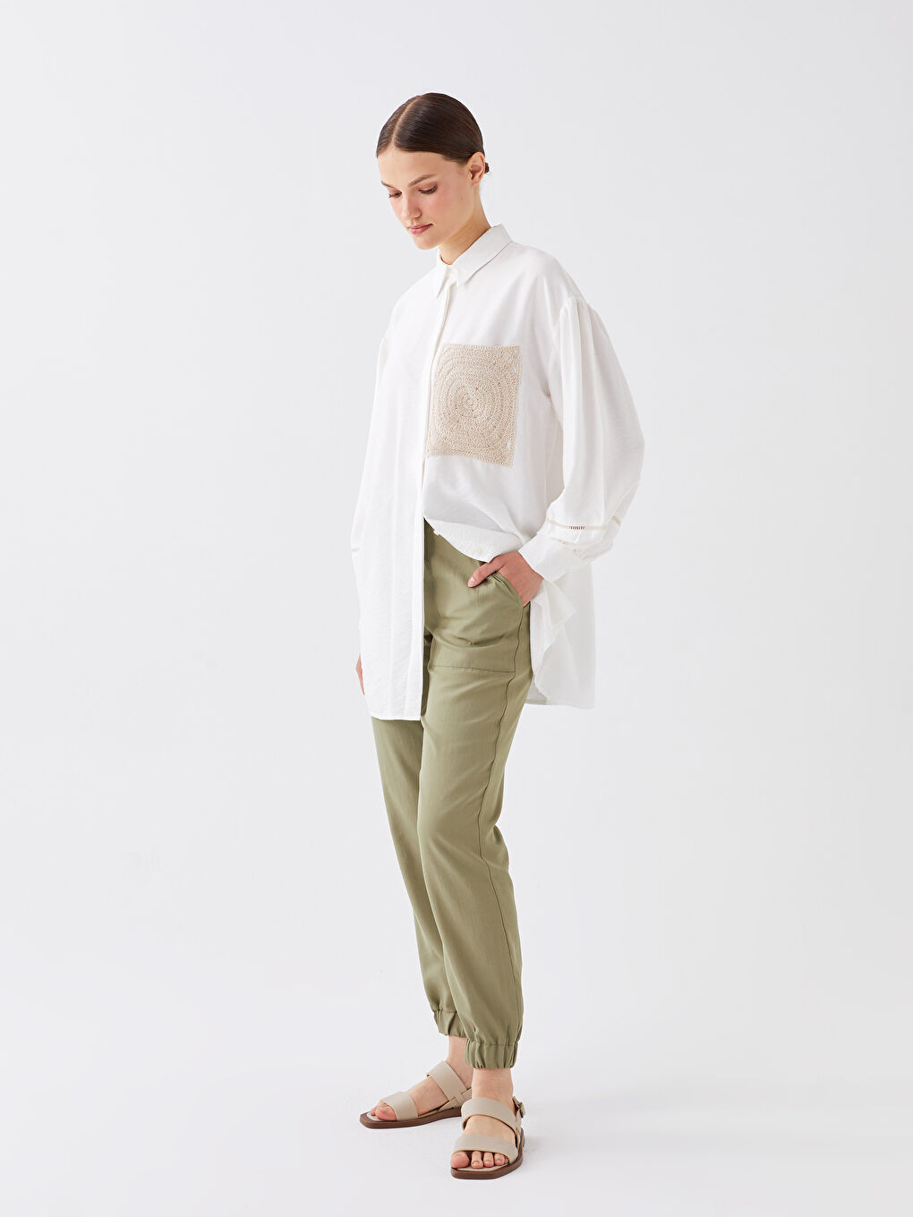 Pantalon de Jogging à Taille Élastiquée Coupe Confortable pour Femmes-1