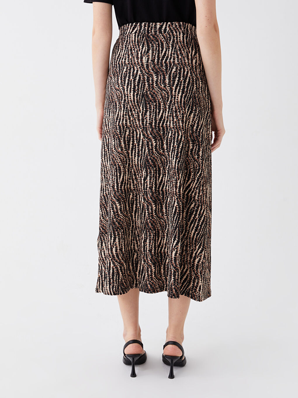 Women's Elastic Waist Patterned Flared Skirt -S3JR37Z8-LQB
