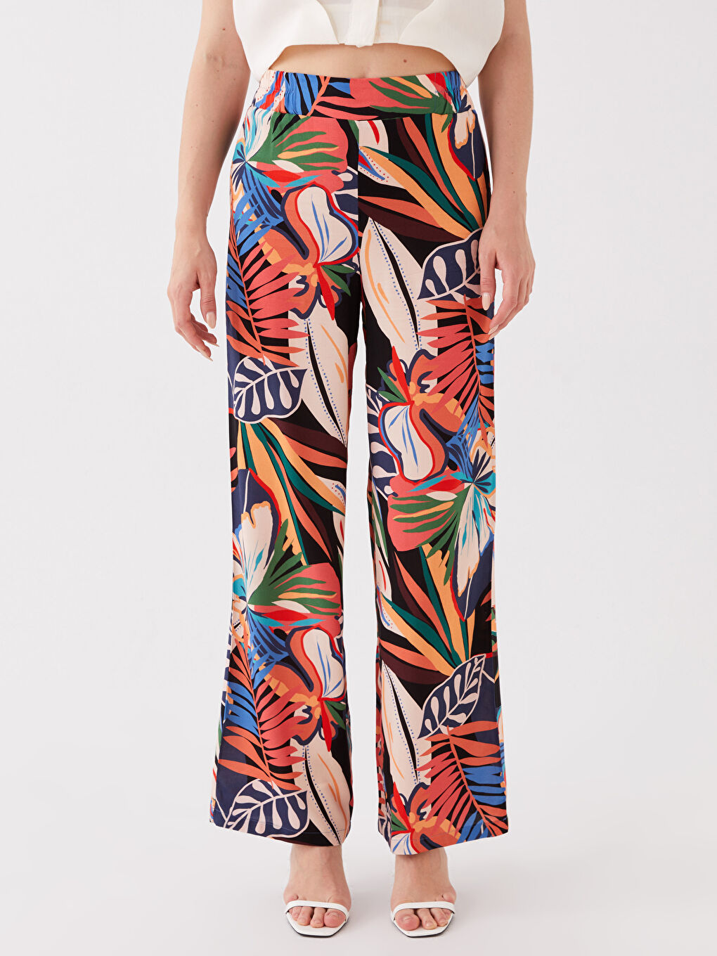 Elasticated Waist Relaxed Fit Patterned Women's Trousers-2