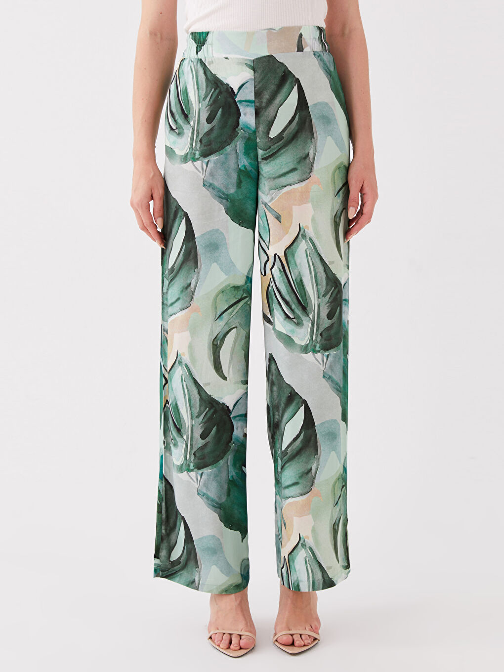 Elasticated Waist Relaxed Fit Patterned Women's Trousers-2