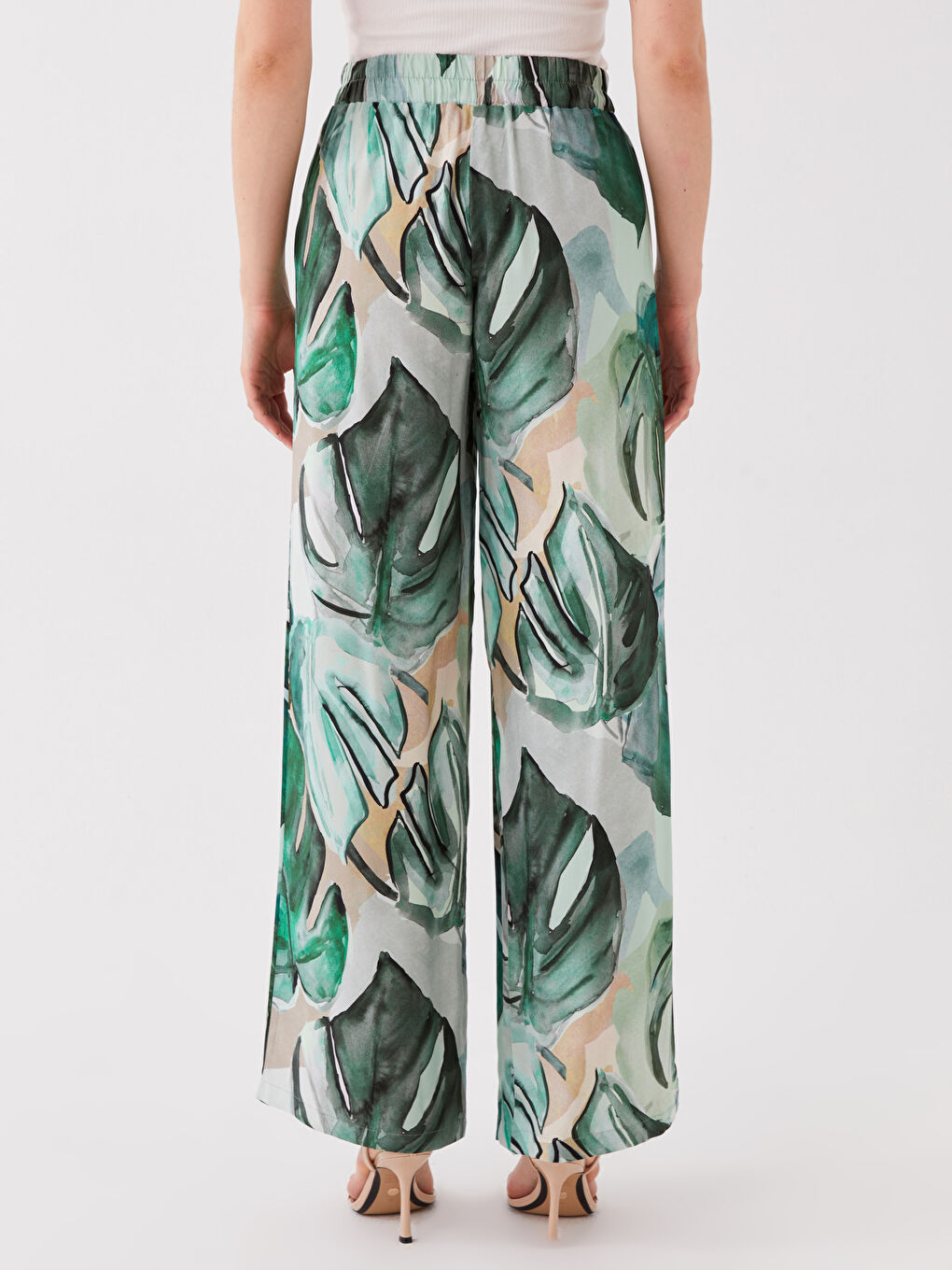 Elasticated Waist Relaxed Fit Patterned Women's Trousers-4