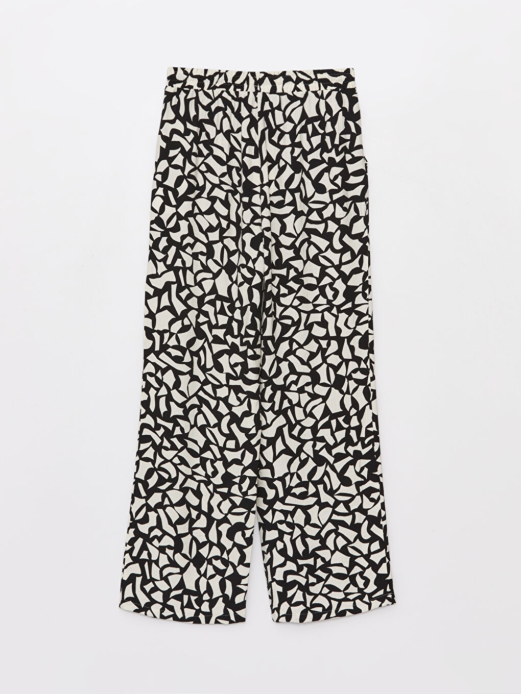 Siyah Beli Lastikli Rahat Kalıp Desenli Kadın Pantolon-6