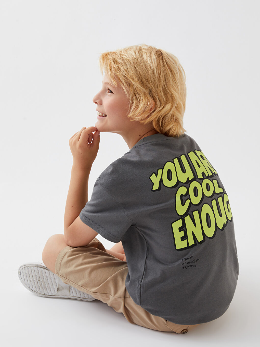 LCW Kids Oversize Crew Neck Boys' T-Shirt -S3JR47Z4-GYV