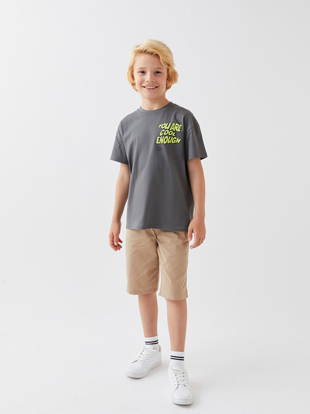 LCW Kids Oversize Crew Neck Boys' T-Shirt -S3JR47Z4-GYV