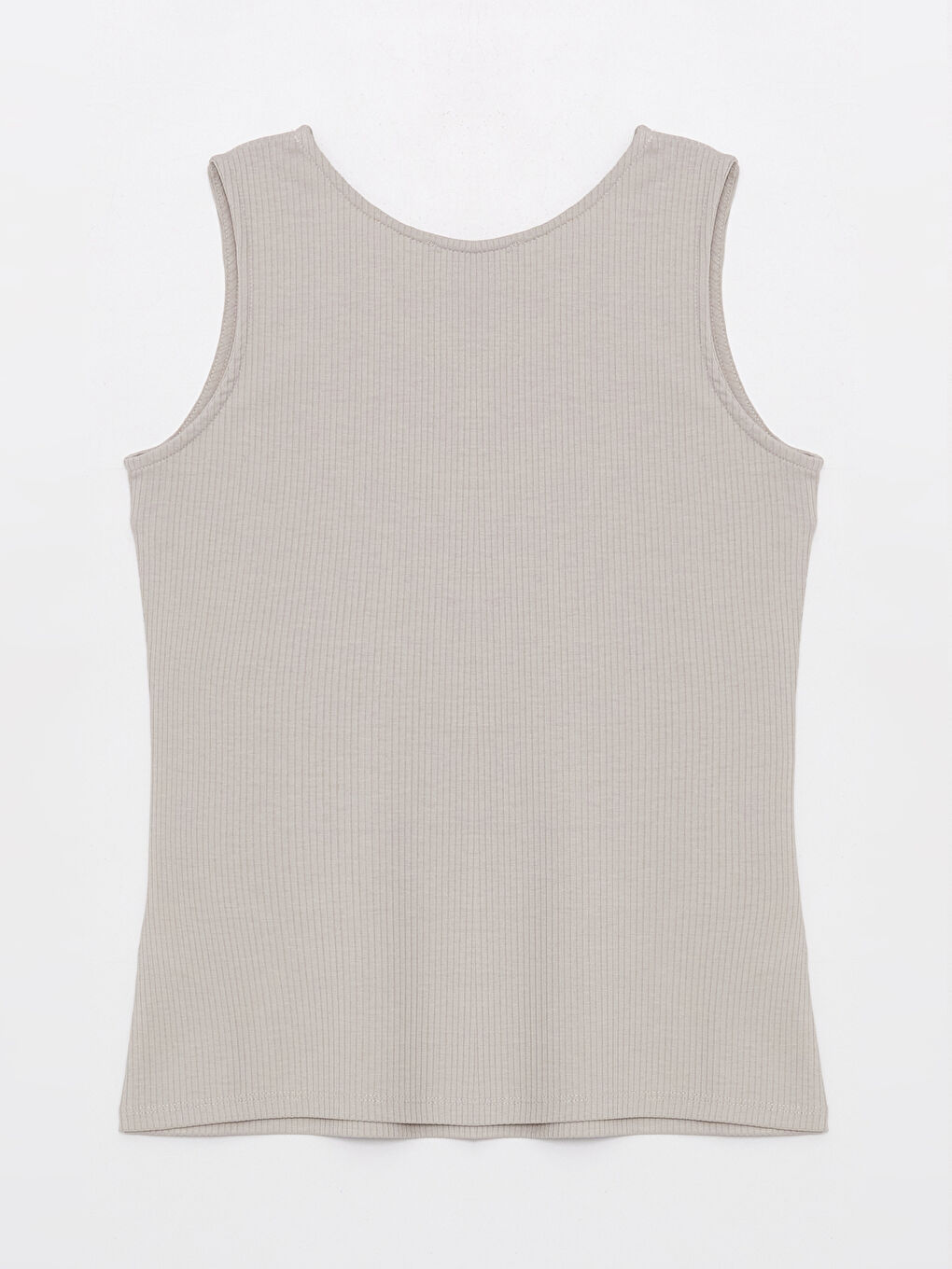 Gri Kadın Bisiklet Yaka Düz Atlet-6