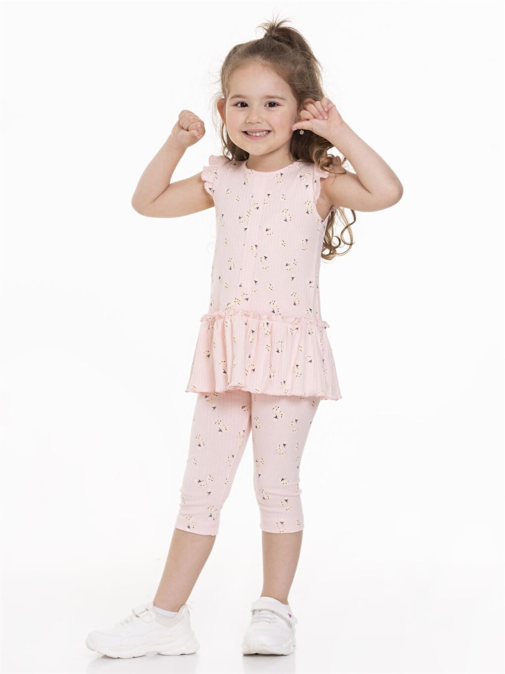 Pembe Bisiklet Yaka Kız Bebek Takım-1