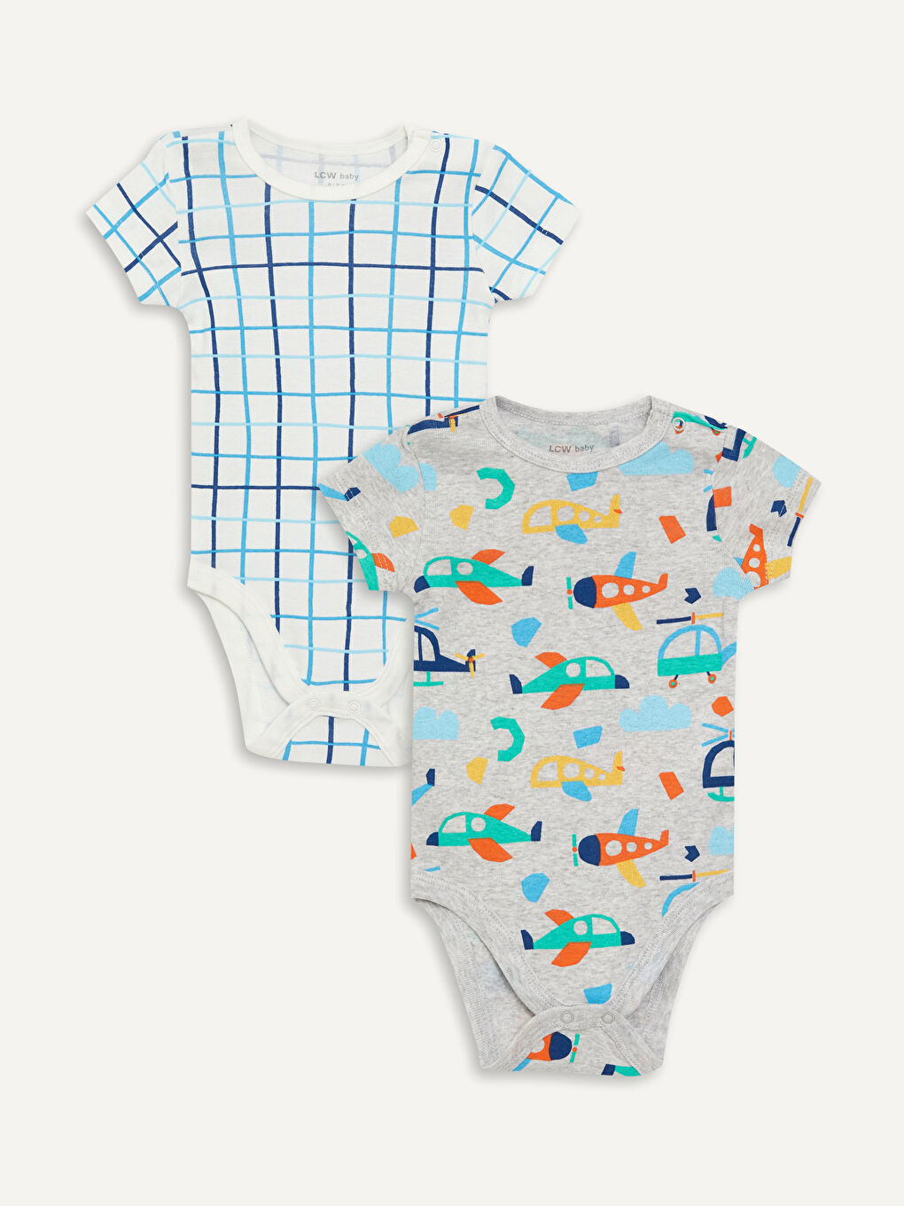 Crew Neck Baby Boy Snap Snap Bodysuit 2 Pack