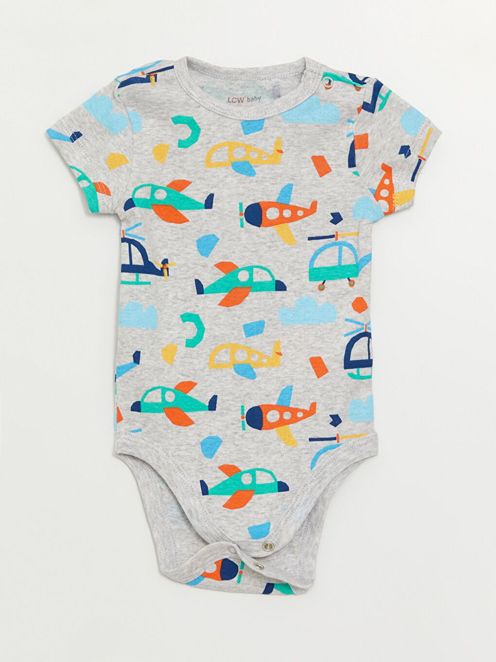 Crew Neck Baby Boy Snap Snap Bodysuit 2 Pack-3