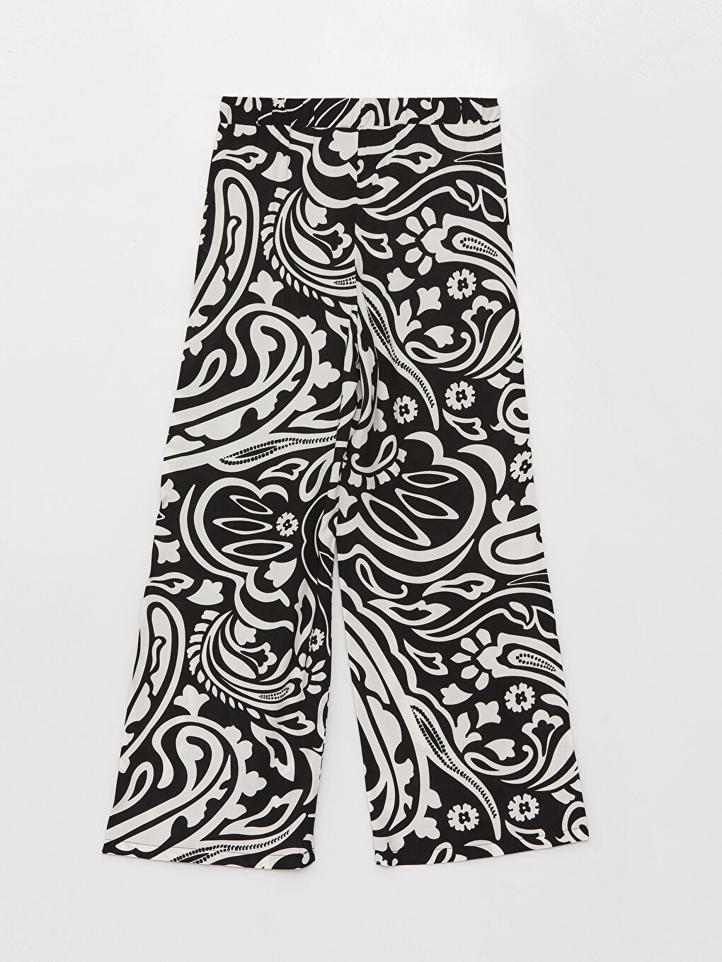 Elasticated Waist Patterned Wide Leg Women's Trousers-6