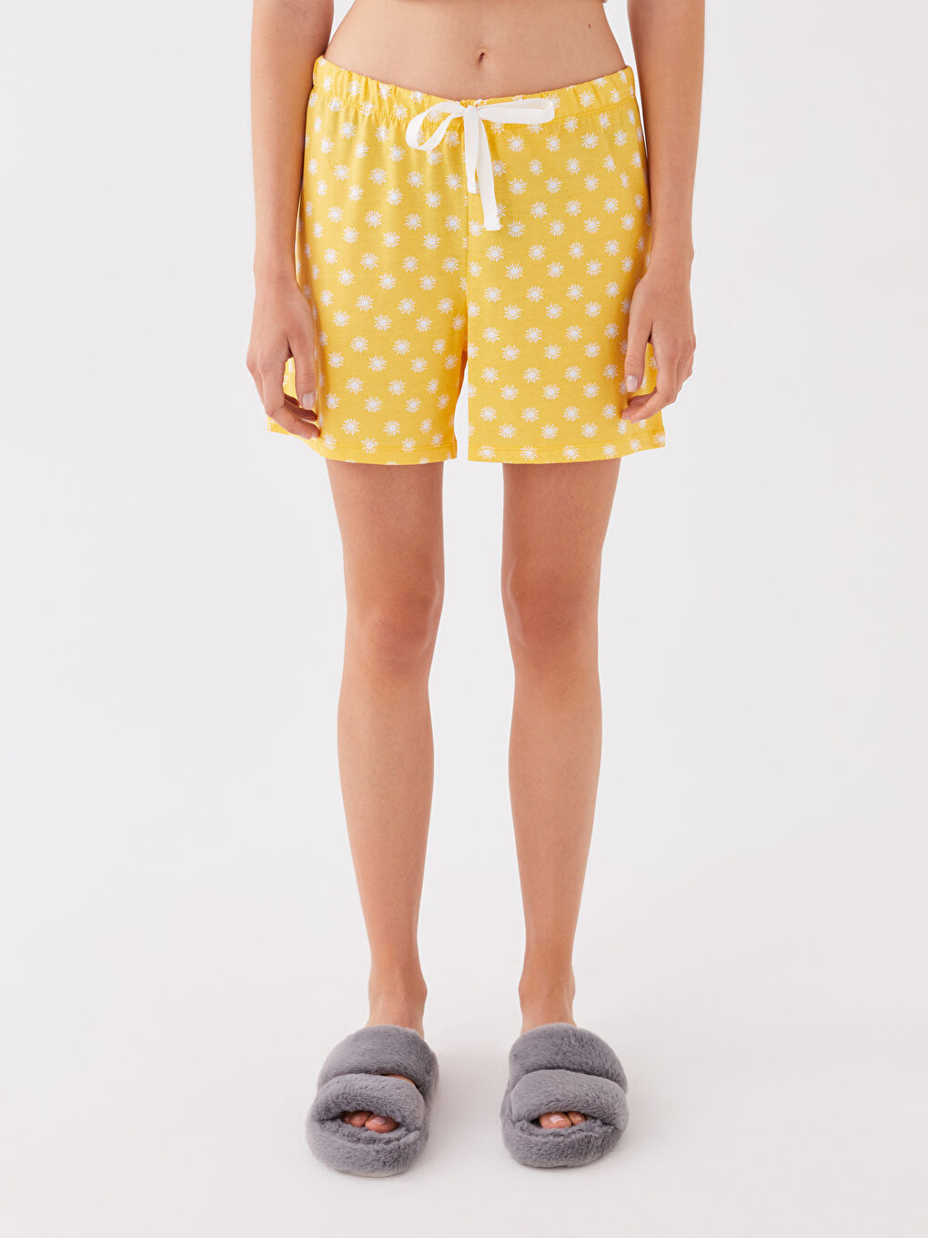 سراويل بيجامة قصيرة منقوشة بخصر مرن للسيدات-4