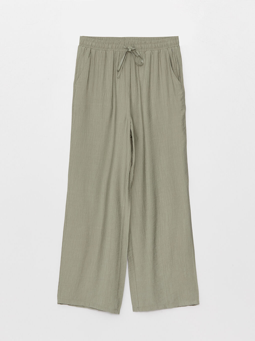 Yeşil Beli Lastikli Rahat Kalıp Kadın Pantolon-5