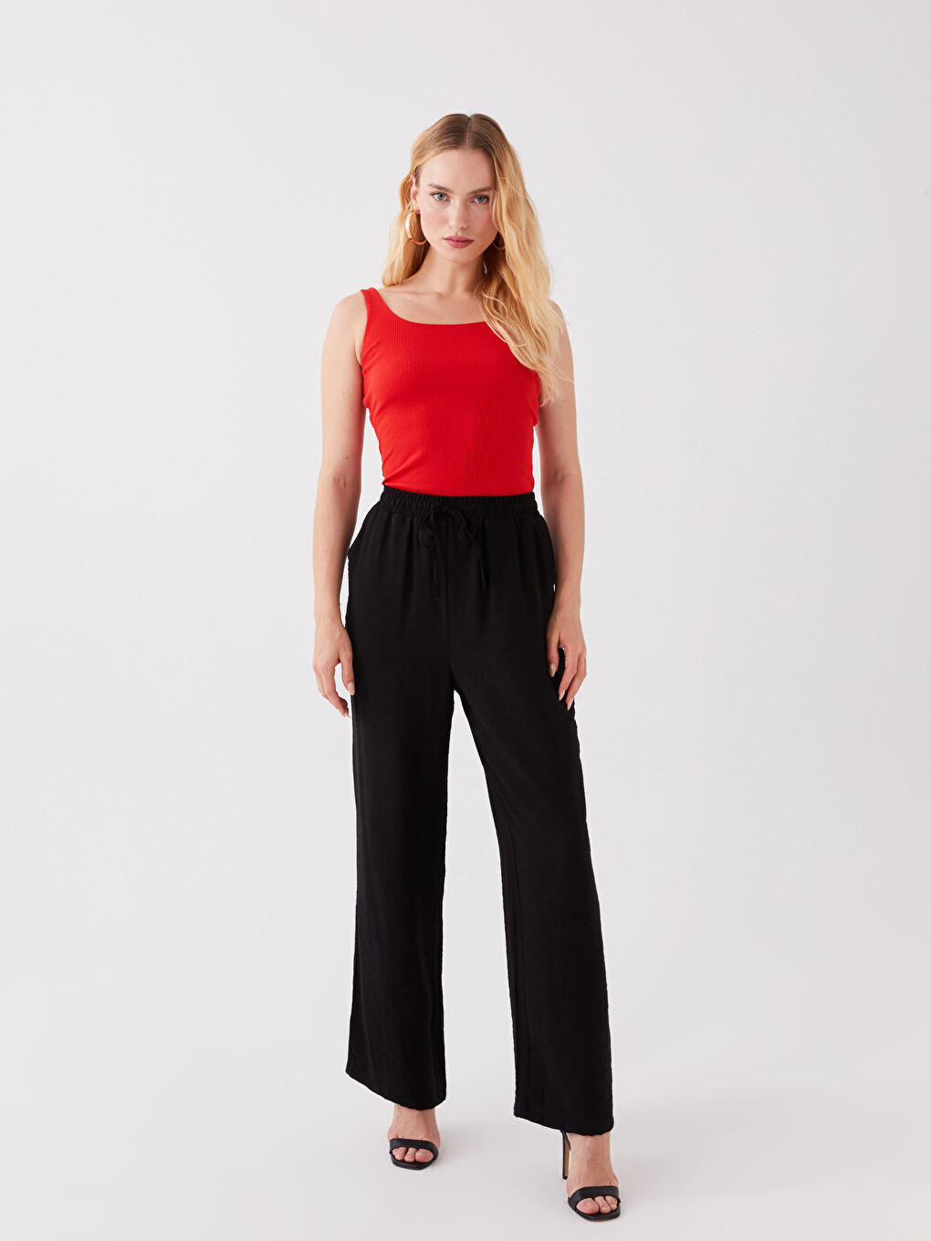 Elasticated Waist Relaxed Fit Women's Trousers-1