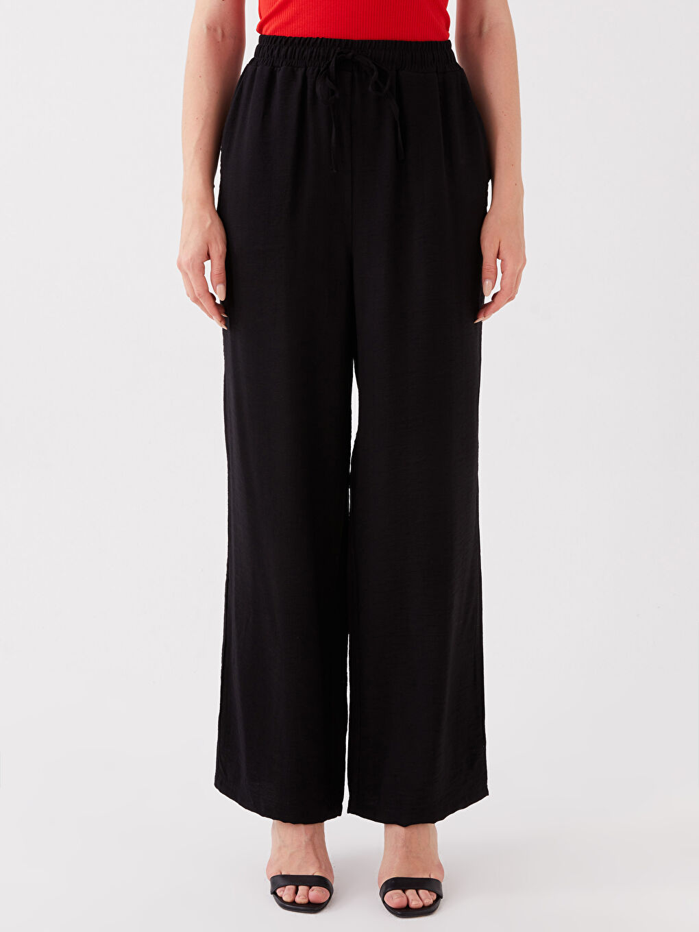 Elasticated Waist Relaxed Fit Women's Trousers-2