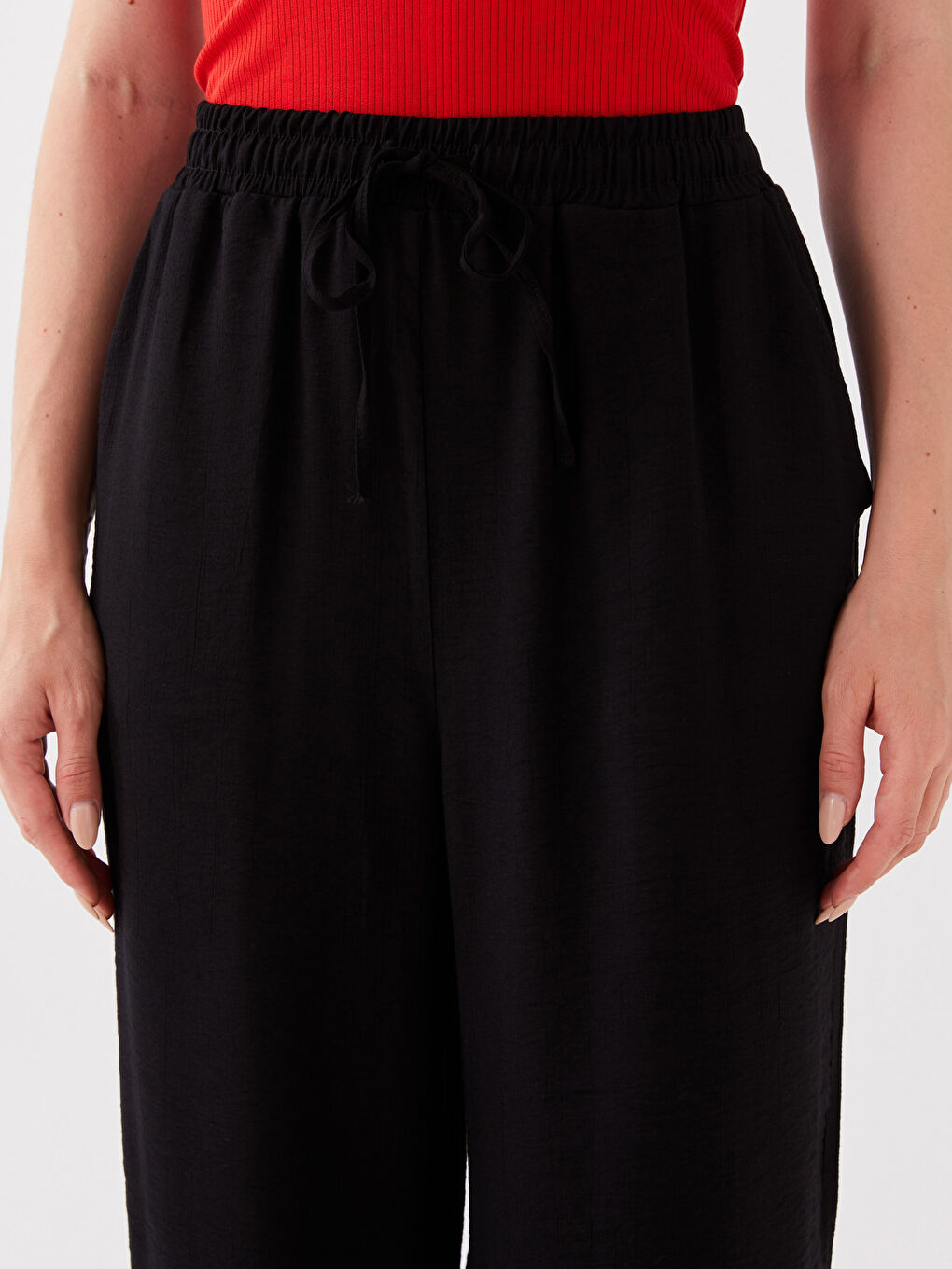 Elasticated Waist Relaxed Fit Women's Trousers-3