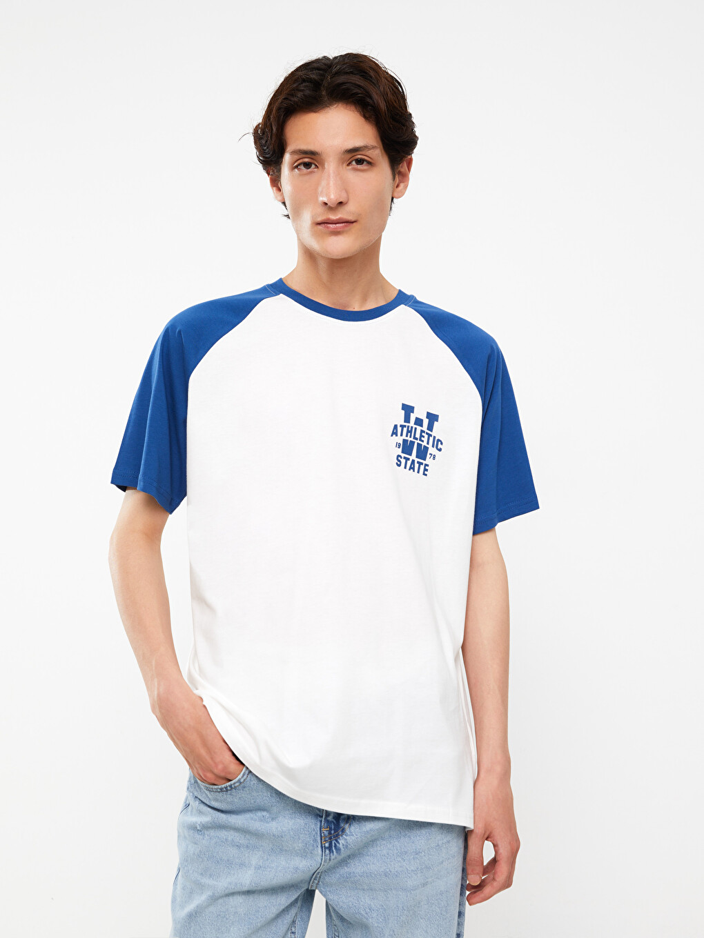 Crew Neck Short Sleeve Color Block Jersey Men's T-shirt-1