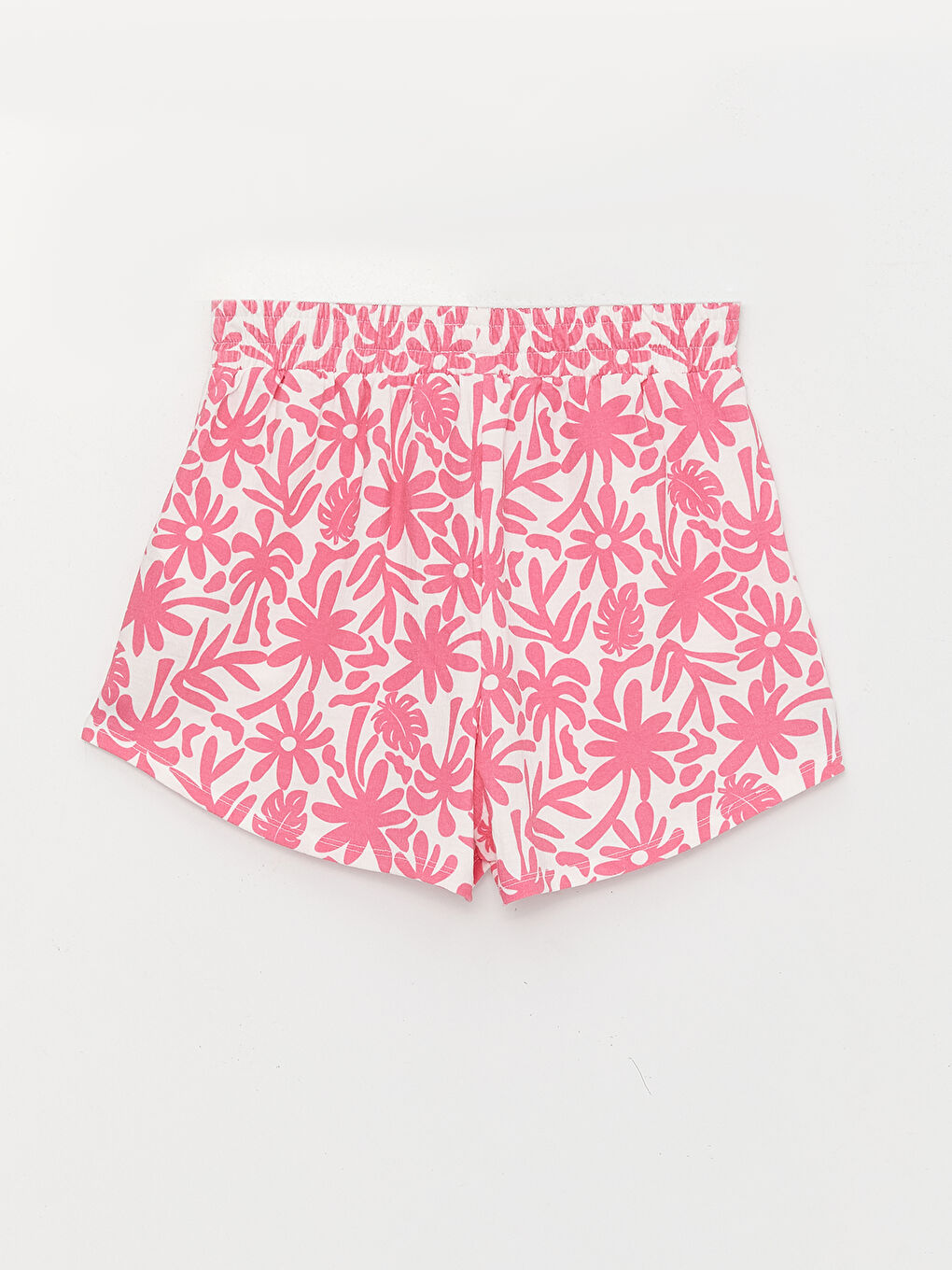 Beyaz Beli Lastikli Desenli Kadın Şort Pijama Altı-6