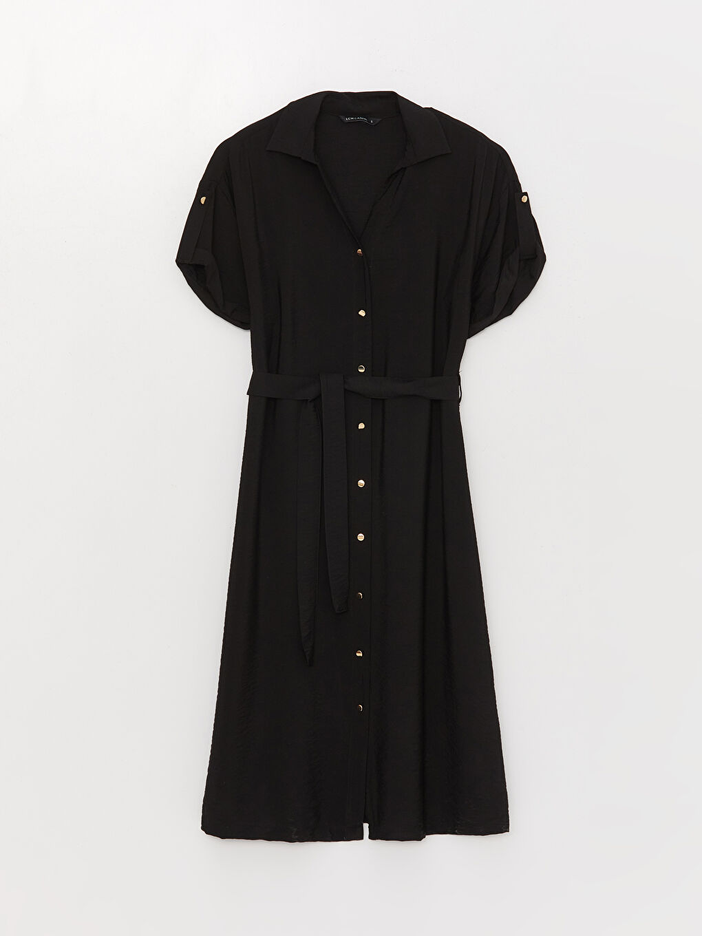 Plain Short Sleeve Women's Shirt Dress-4