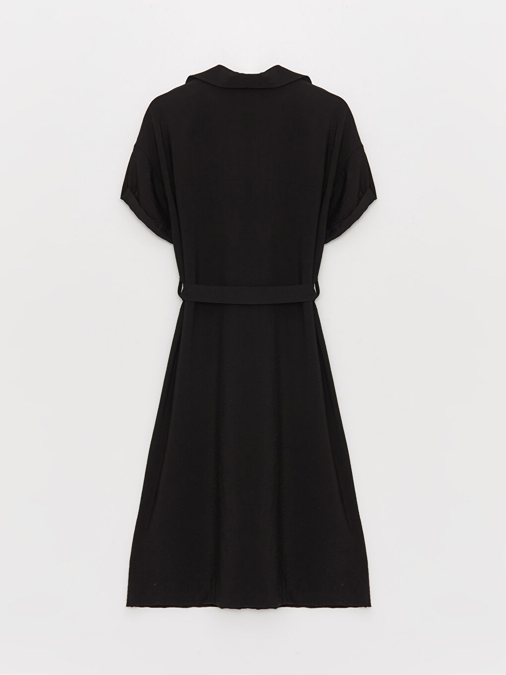 Plain Short Sleeve Women's Shirt Dress-5