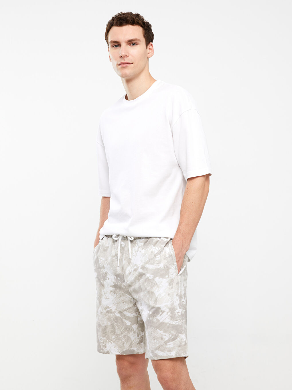 سروال قصير بتفاصيل الربط سليم فيت رجال-1