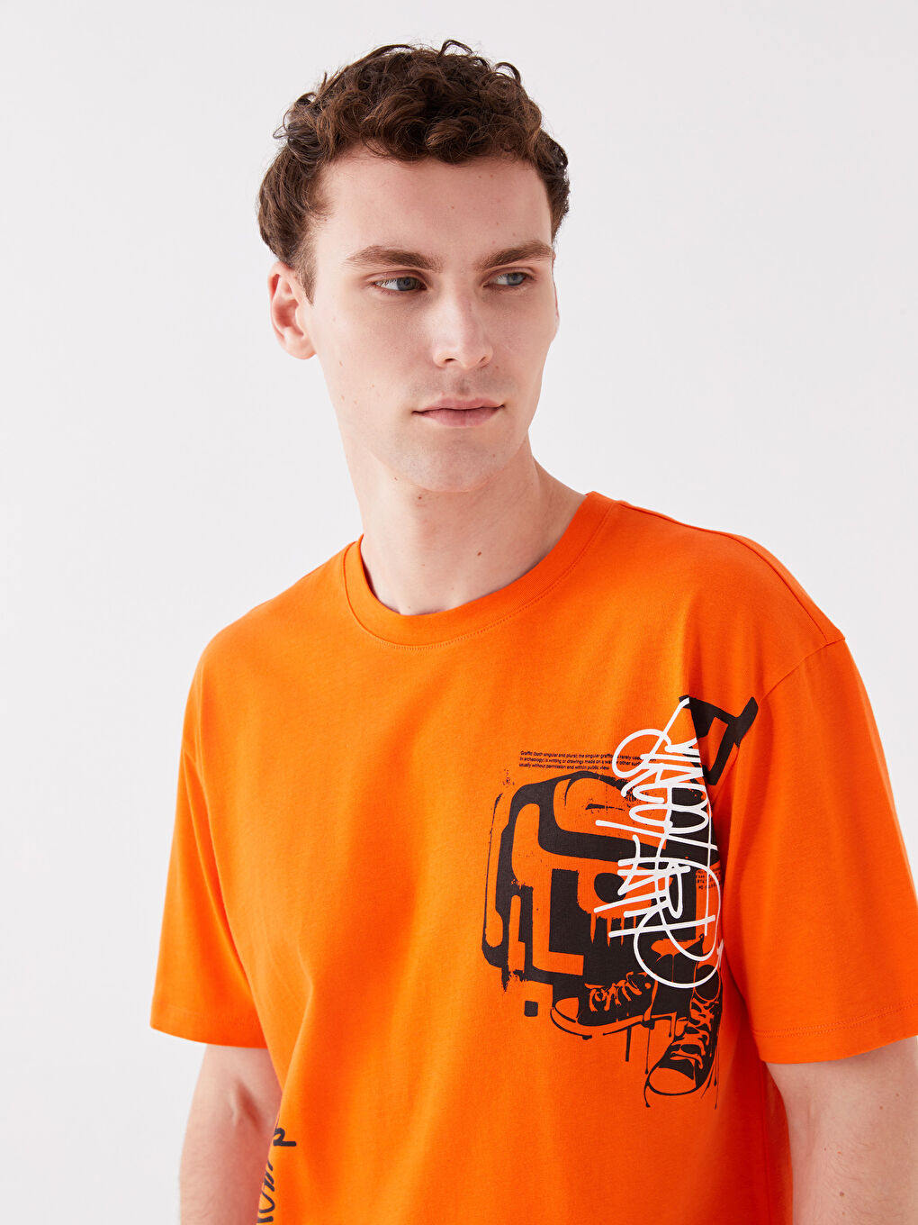 Rundhalsausschnitt Kurzarm Bedrucktes T-Shirt aus gekämmter Baumwolle für Herren-1