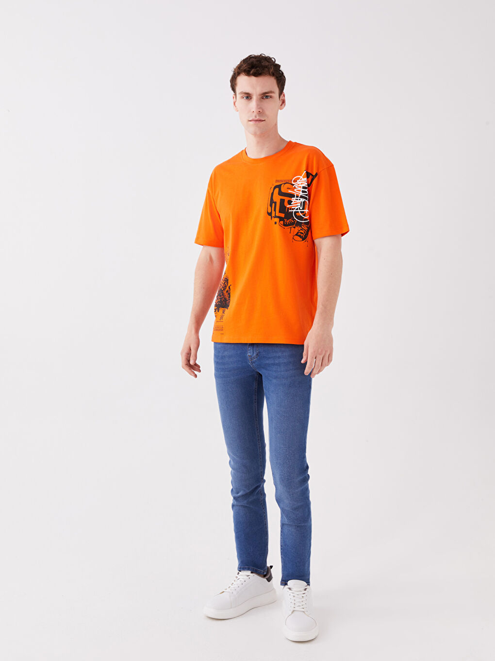 Rundhalsausschnitt Kurzarm Bedrucktes T-Shirt aus gekämmter Baumwolle für Herren-2