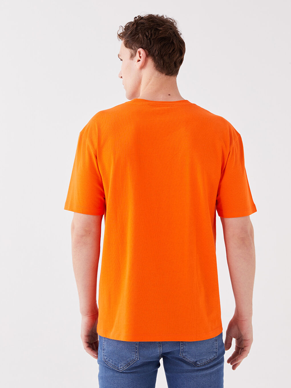 Rundhalsausschnitt Kurzarm Bedrucktes T-Shirt aus gekämmter Baumwolle für Herren-4