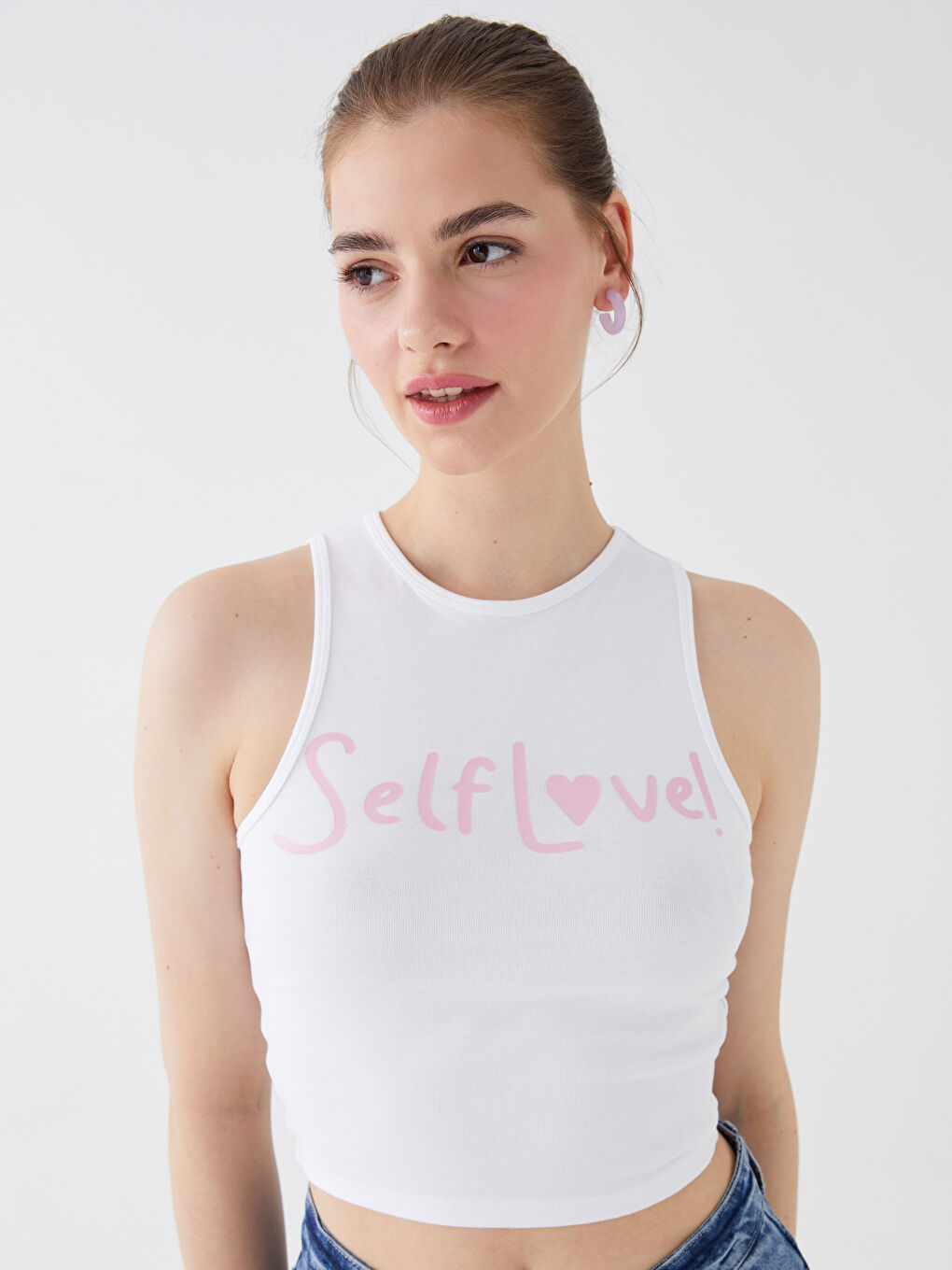 Crew Neck Printed Women's Crop -S3JS33Z8-Q6K