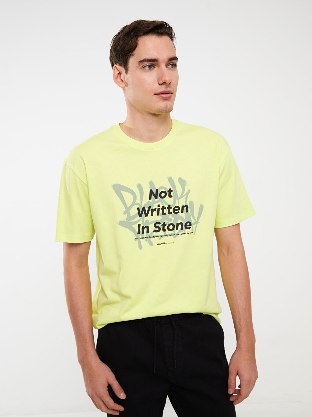 Yeşil Bisiklet Yaka Kısa Kollu Baskılı Penye Erkek Tişört-1