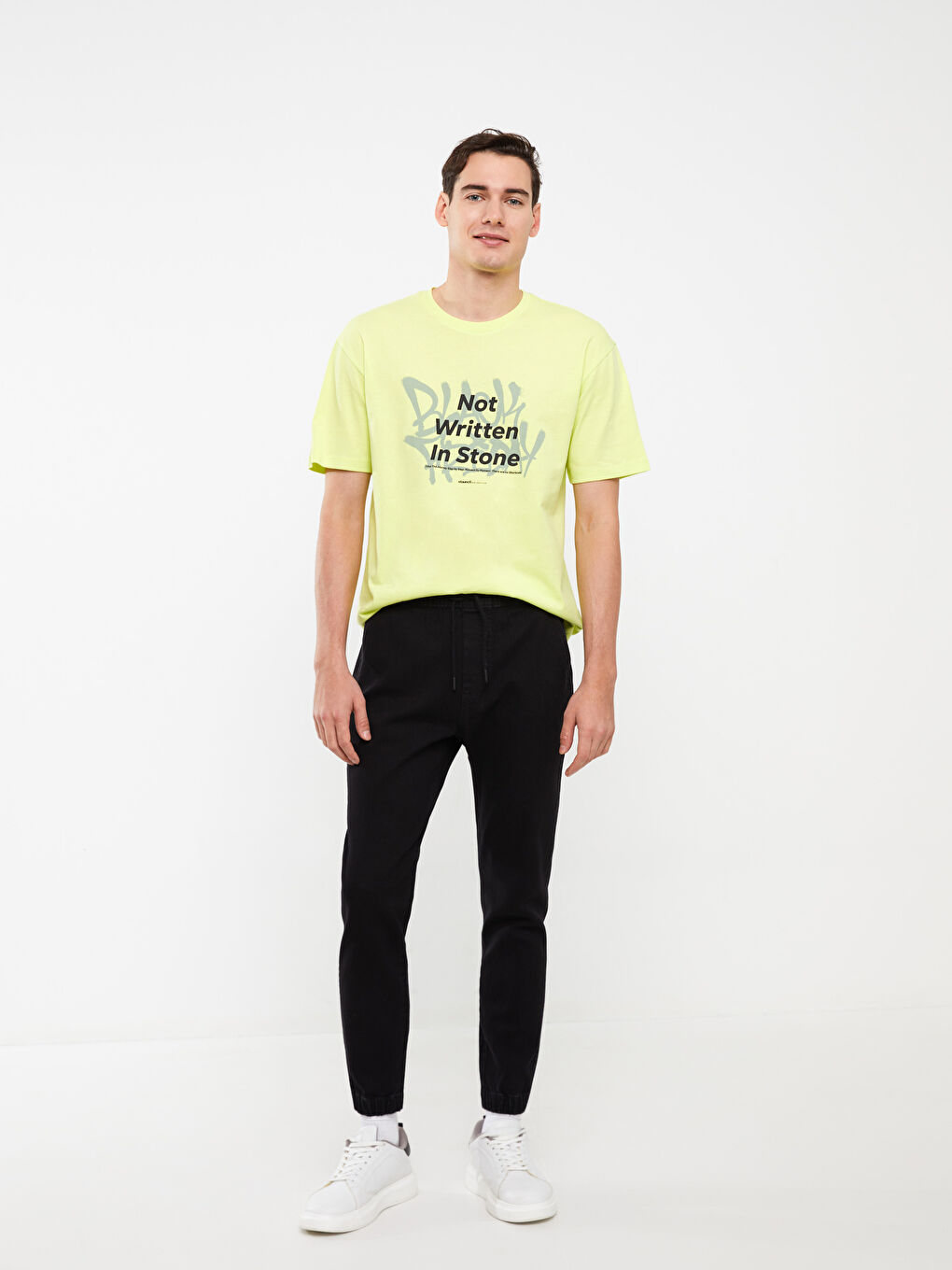 Yeşil Bisiklet Yaka Kısa Kollu Baskılı Penye Erkek Tişört-2